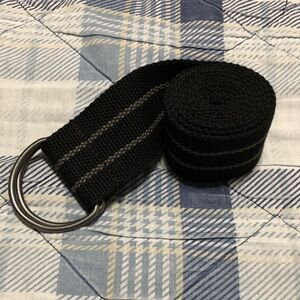 Black Canvas Belt with Metal Double D Rings